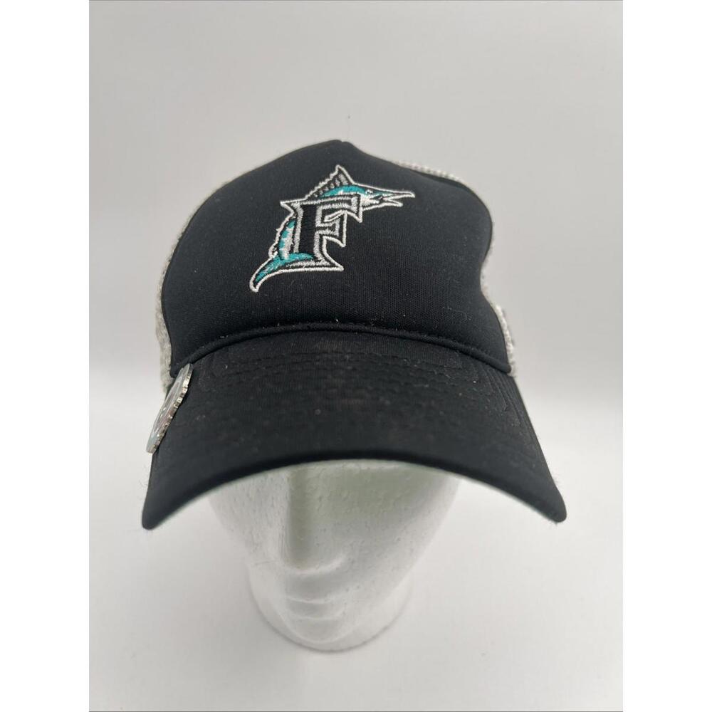 Vintage Florida Marlins New Era Trucker Fitted 7 1/4 Hat W/2005 Opening Day Pin